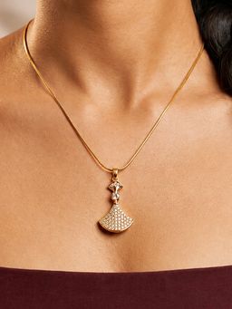 ARTKLIM - Luxe Fan Crystal Drop Anti-Tarnish Necklace