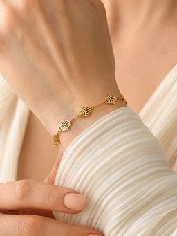 ARTKLIM - Golden Hamsa Hand Protection Charm Anti-Tarnish Bracelet
