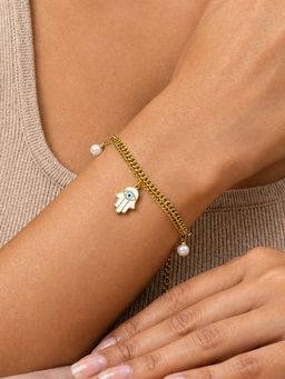 ARTKLIM - Evil Eye Hamsa Layered Chain Anti-Tarnish Bracelet