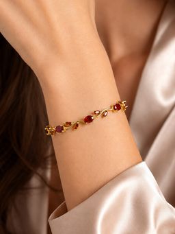 ARTKLIM - Ruby Red Vine Gemstone Gold Anti-Tarnish Bracelet