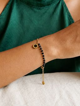 ARTKLIM - Half Beaded Roman Dial Chain Anti-Tarnish Bracelet
