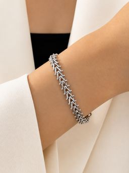 ARTKLIM - Woven Silver Link Chain Anti-Tarnish Bracelet