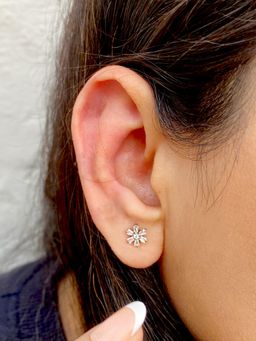 Boldiful - Aster White 925 Sterling Silver Minimal Studs Gifts For Her