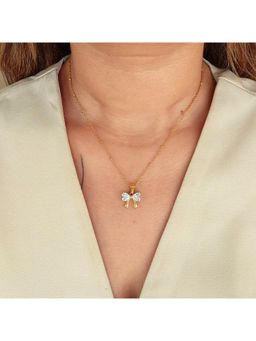 TAAHIRA JEWELLERY - 18K Gold Plated Bow Zircon Locket Necklace - Anti-Tarnish and Waterproof