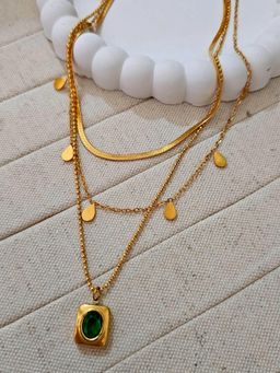 TAAHIRA JEWELLERY - 18K Gold Plated Kate Triple Layered Necklace - Anti-Tarnish and Waterproof