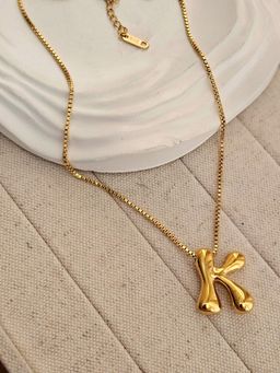 TAAHIRA JEWELLERY - 18K Gold Plated Alphabet Necklaces - K - Anti-Tarnish and Waterproof