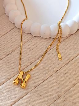 TAAHIRA JEWELLERY - 18K Gold Plated Alphabet Necklaces - N - Anti-Tarnish and Waterproof