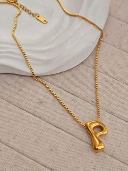 TAAHIRA JEWELLERY - 18K Gold Plated Alphabet Necklaces - P - Anti-Tarnish and Waterproof