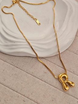 TAAHIRA JEWELLERY - 18K Gold Plated Alphabet Necklaces - R - Anti-Tarnish and Waterproof