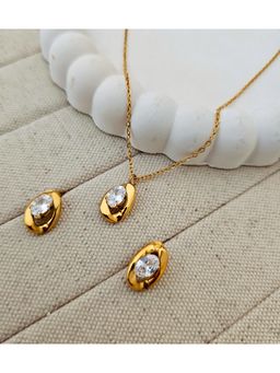 TAAHIRA JEWELLERY - 18K Gold Plated Queenie Aaa Zircon Necklace Set - Anti-Tarnish and Waterproof
