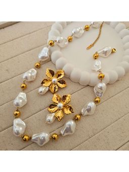 TAAHIRA JEWELLERY - 18K Gold Plated Pixie Baroque Pearl Necklace Set - Anti-Tarnish and Waterproof