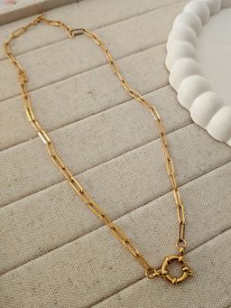 TAAHIRA JEWELLERY - 18K Gold Plated Giva Charm Lock Necklace - Anti-Tarnish and Waterproof