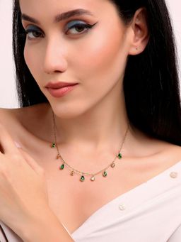 TAAHIRA JEWELLERY - 18K Gold Plated Blake Emerald Necklace - Anti-Tarnish and Waterproof