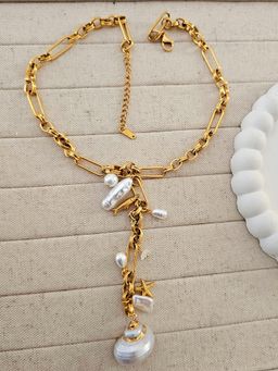 TAAHIRA JEWELLERY - 18K Gold Plated Ocean Pearl Charm Necklace - Anti-Tarnish and Waterproof