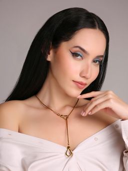 TAAHIRA JEWELLERY - 18K Gold Plated Amber Adjustable Necklace - Anti-Tarnish and Waterproof