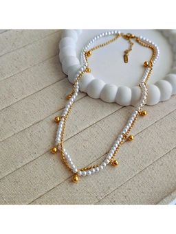 TAAHIRA JEWELLERY - 18K Gold Plated Amy Pearl Necklace - Anti-Tarnish and Waterproof
