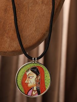 VENI - 925 Silver-Plated Oxidised Pichwai Thread Hasli Minimal Necklace