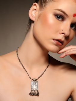 VENI - 925 Silver-Plated Oxidised Necklace
