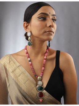 VENI - 18K Gold Plated Kundan Stone Studded and Beaded Bagh Jewellery Set