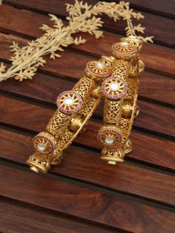 ZEWEL WORKS - Ruby and White Stone Bangles