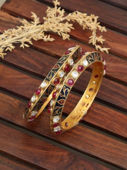 ZEWEL WORKS - Ruby and Blue Meena Bangles
