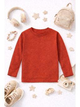 The Fit Theory - Unisex Kids Solid Full Sleeves T-Shirts - Rust (Pack of 2)