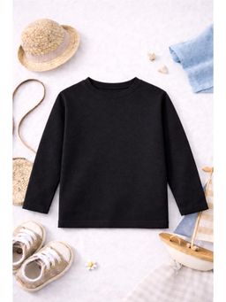 The Fit Theory - Unisex Kids Solid Full Sleeves T-Shirts - Black (Pack of 2)