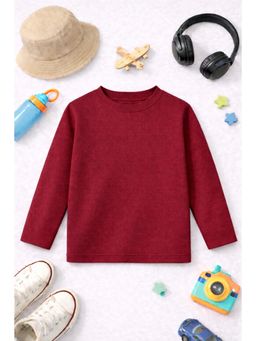 The Fit Theory - Unisex Kids Solid Full Sleeves T-Shirts - Maroon (Pack of 2)