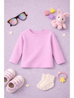 The Fit Theory - Unisex Kids Solid Full Sleeves T-Shirts - Lavender (Pack of 2)