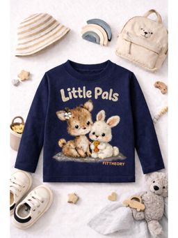 The Fit Theory - Unisex Kids Full Sleeves T-Shirts - Navy Blue (Pack of 2)