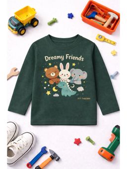 The Fit Theory - Unisex Kids Full Sleeves T-Shirts - Green (Pack of 2)