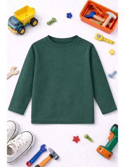The Fit Theory - Unisex Kids Solid Full Sleeves T-Shirts - Green (Pack of 3)