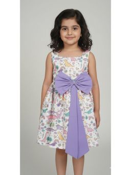 Pink Cow - Girls Pastel Dinosaur Print Cotton Dress - Multi-Color