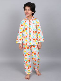 Little Clothings - Multicolor Smiley Squad Print Night Suit