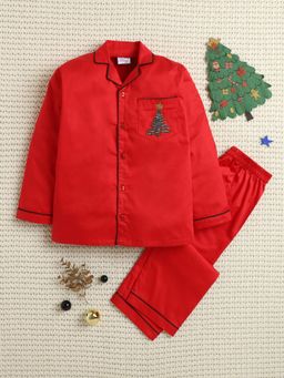 Little Clothings - Red Christmas Twinkle Tree Night Suit