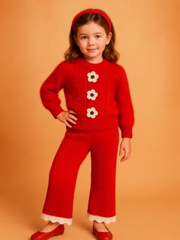 Little Surprise Box - Red Flower Sweater And Pant