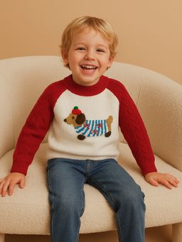 Little Surprise Box - Cream Dachshund Knitted Sweater