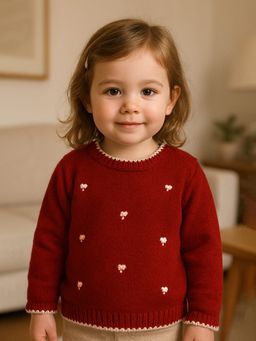 Little Surprise Box - Maroon Mini Bows Christmas Sweater