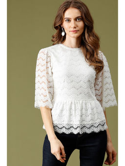 Gipsy - White Fashion Net Fabric Blouse