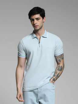 Jack & Jones - Blue Solid Slim Fit Polo T-Shirt