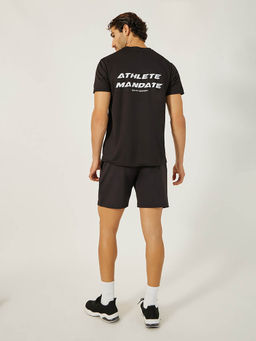 Styli - Black Solid Regular Fit T-Shirt and Shorts (Set of 2)