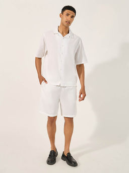 Styli - Cream Solid Relaxed Fit Shirt and Shorts (Set of 2)