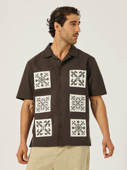 Styli - Brown Printed Relaxed Fit Shirt