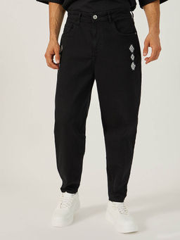 Styli - Black Solid Relaxed Fit Joggers