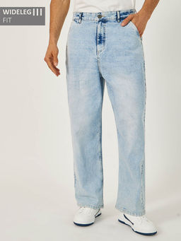 Styli - Blue Solid Wide Fit Jeans