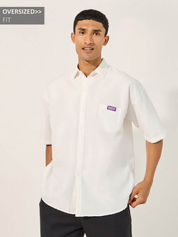 Styli - White Solid Oversized Fit Shirt