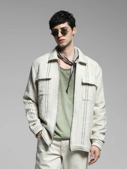 Jack & Jones - Beige Stripes Oversized Fit Shirt