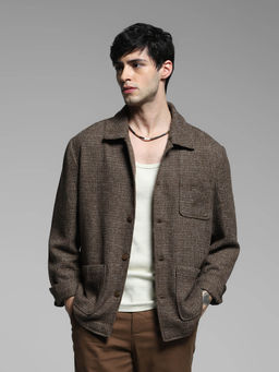 Jack & Jones - Brown Solid Oversized Fit Shirt