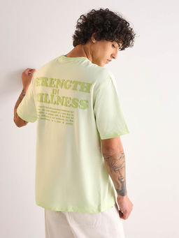 The Bear House - Green Printed Oversized Fit T-Shirt
