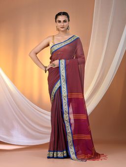 CHARUKRITI - Mulberry Mulmul Cotton Soft Texture Borders Saree without Blouse